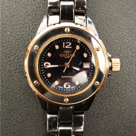 Oniss Paris Ceramic Watch – Rose Gold & Black